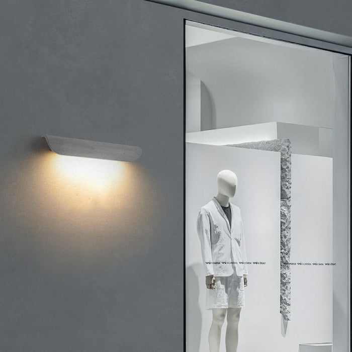 Waterproof Outdoor Concrete Curved Tiles LED Porch Light - Wall Sconce Lighting, Minimalist Wall Lamp