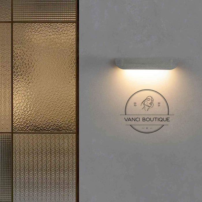 Waterproof Outdoor Concrete Curved Tiles LED Porch Light - Wall Sconce Lighting, Minimalist Wall Lamp