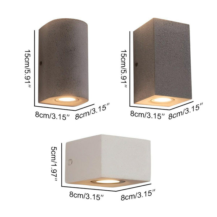 Cement LED Porch Light - Waterproof Outdoor Exterior Wall Fixture, Modern Design