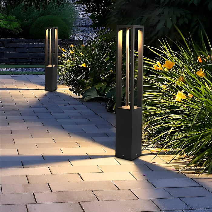 Outdoor LED Bollard Pathway Lights - Modern Square Column Design, Waterproof