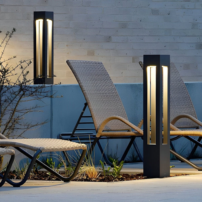 Outdoor LED Bollard Pathway Lights - Modern Square Column Design, Waterproof