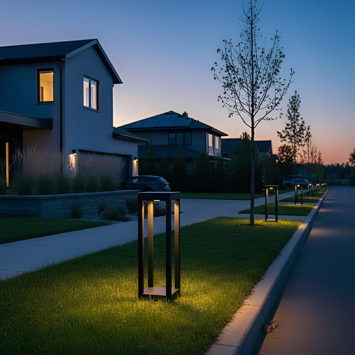 Outdoor LED Bollard Pathway Lights - Modern Square Column Design, Waterproof