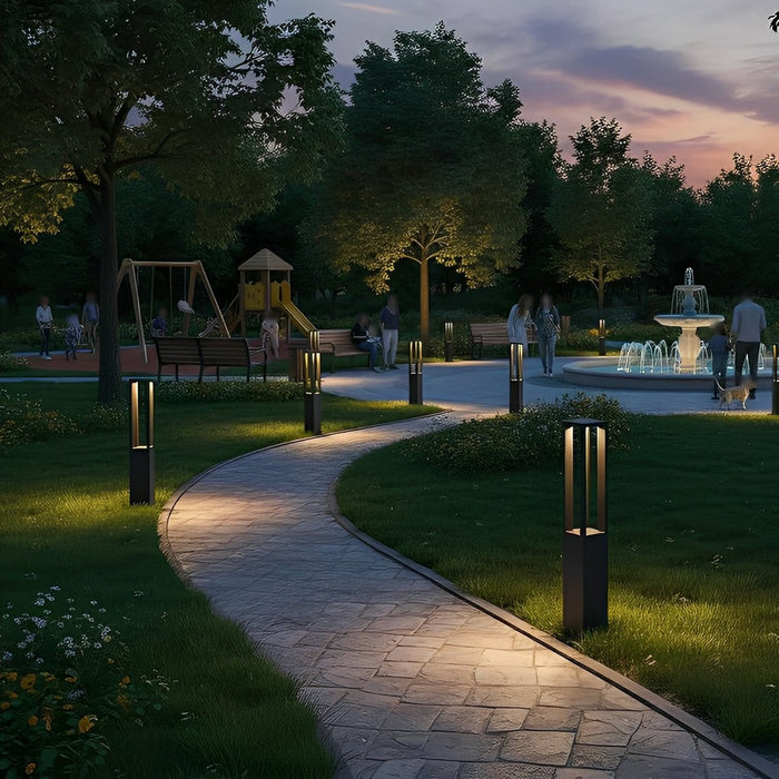 Outdoor LED Bollard Pathway Lights - Modern Square Column Design, Waterproof
