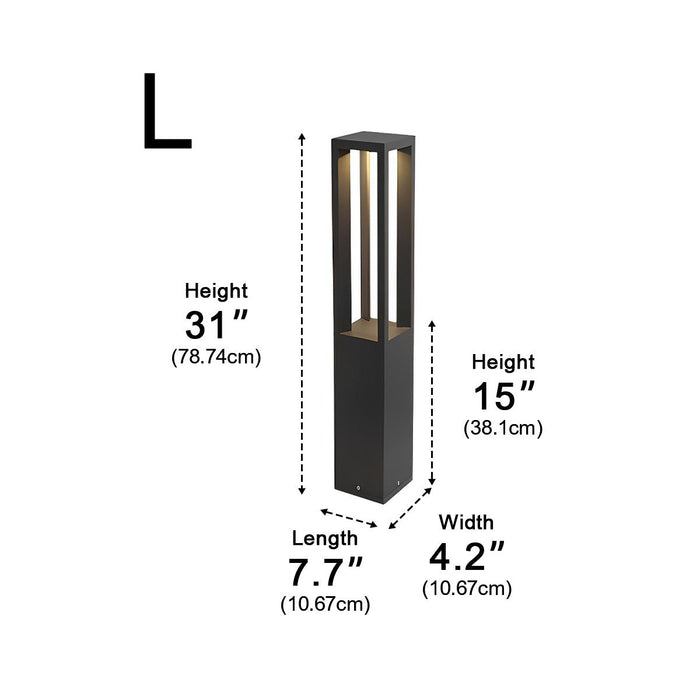 Outdoor LED Bollard Pathway Lights - Modern Square Column Design, Waterproof