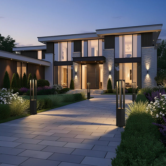 Outdoor LED Bollard Pathway Lights - Modern Square Column Design, Waterproof