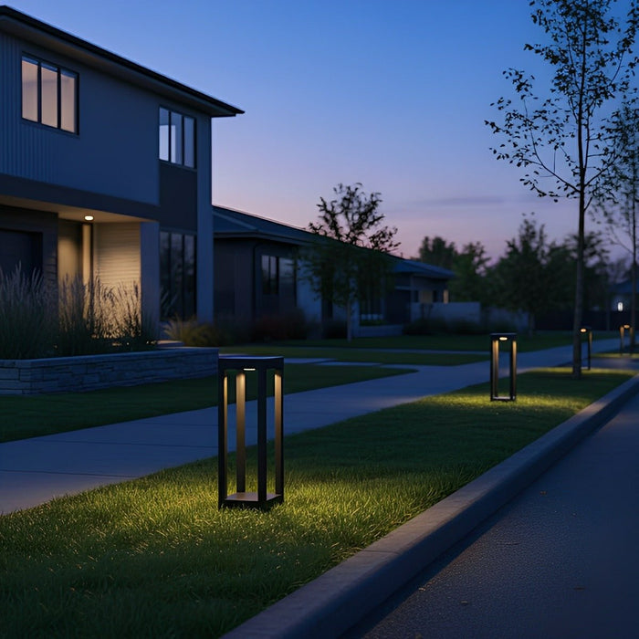 Outdoor LED Bollard Pathway Lights - Modern Square Column Design, Waterproof