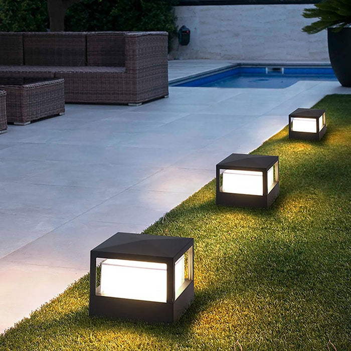 Waterproof Outdoor Landscape Decorative Lighting Double Layer Lampshade LED Post Light