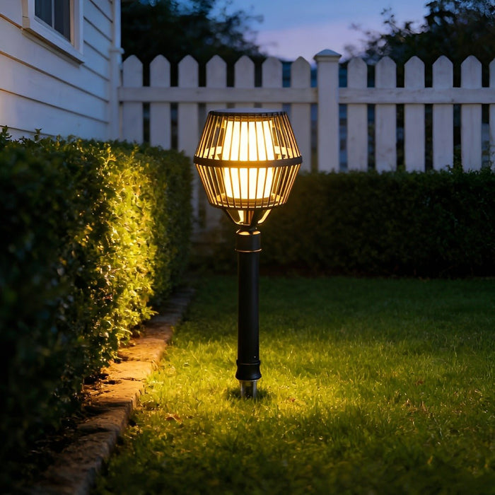 Waterproof Solar Outdoor LED Lawn Landscape Lighting - Garden Pathway Post Light, Patio Lantern