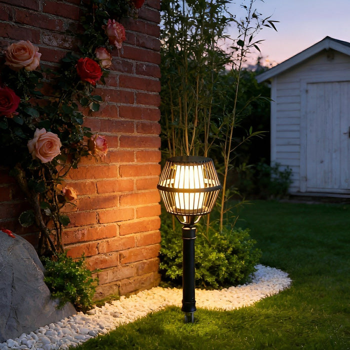 Waterproof Solar Outdoor LED Lawn Landscape Lighting - Garden Pathway Post Light, Patio Lantern