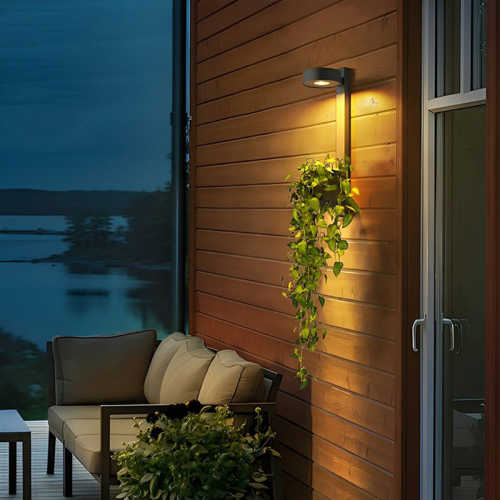 Outdoor LED Porch Wall Light - Integrated Plant Pot, Waterproof Exterior Fixture