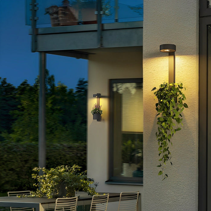 Outdoor LED Porch Wall Light - Integrated Plant Pot, Waterproof Exterior Fixture