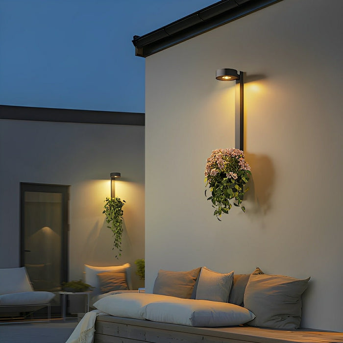 Outdoor LED Porch Wall Light - Integrated Plant Pot, Waterproof Exterior Fixture