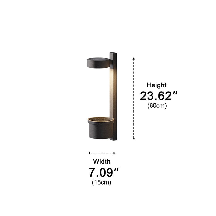 Outdoor LED Porch Wall Light - Integrated Plant Pot, Waterproof Exterior Fixture