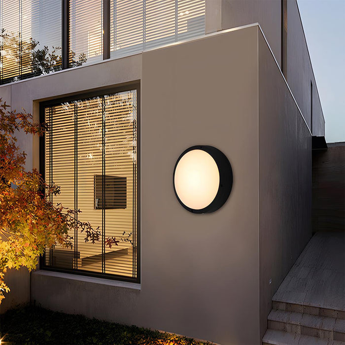 Modern Minimalist Outdoor Wall Sconce, Round LED Porch Light, IP65 Waterproof Exterior Lighting for Patio/Garden
