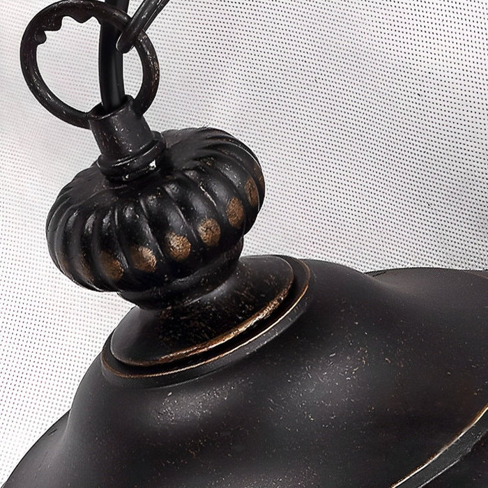 Outdoor Pendant Light - Black Metal Hanging Lantern, Retro Vintage Waterglass Shade, Waterproof