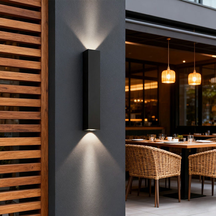 Rectangular Up Down Wall Sconce - Outdoor Waterproof Exterior Light Fixture, Modern Minimalist Design