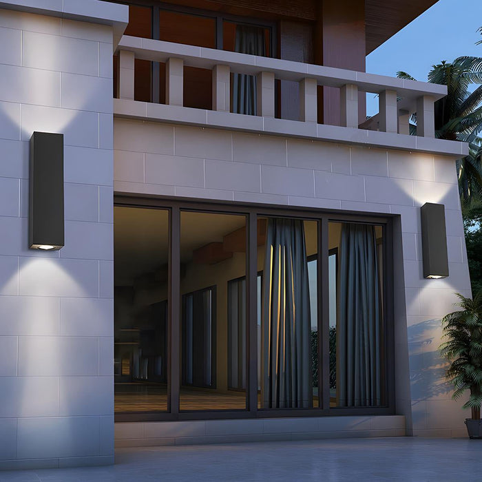 Rectangular Up Down Wall Sconce - Outdoor Waterproof Exterior Light Fixture, Modern Minimalist Design