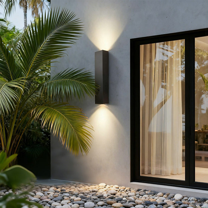 Rectangular Up Down Wall Sconce - Outdoor Waterproof Exterior Light Fixture, Modern Minimalist Design
