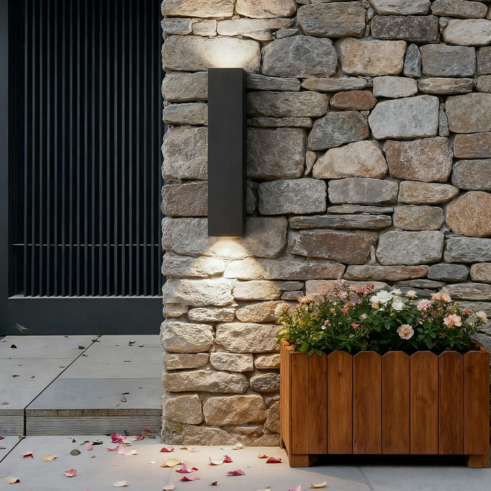 Rectangular Up Down Wall Sconce - Outdoor Waterproof Exterior Light Fixture, Modern Minimalist Design
