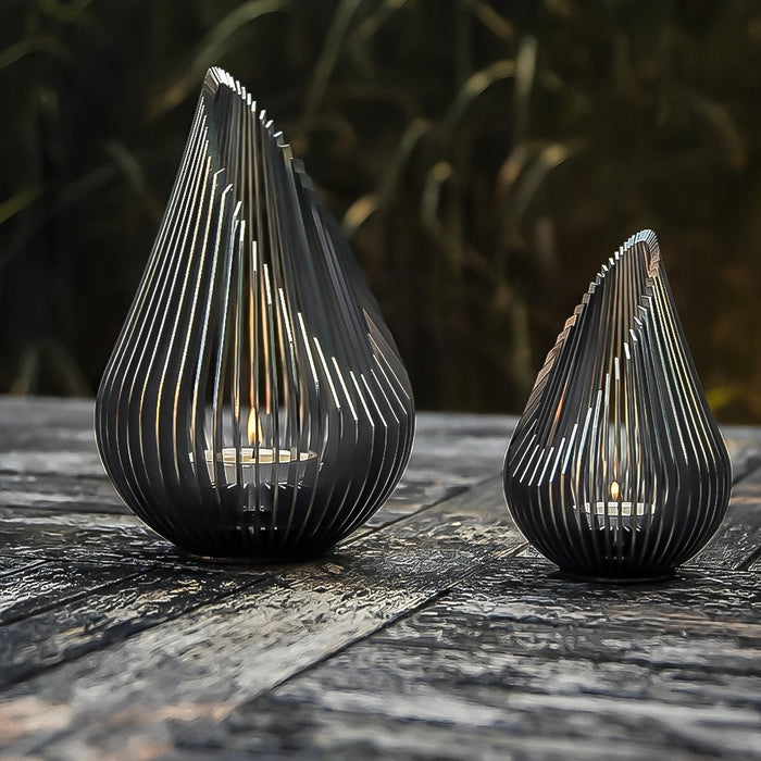 Waterproof Outdoor Steel Tulip Tea Light Candleholders - Garden Patio Decor, Pathway Lighting
