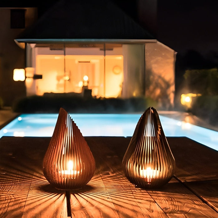 Waterproof Outdoor Steel Tulip Tea Light Candleholders - Garden Patio Decor, Pathway Lighting