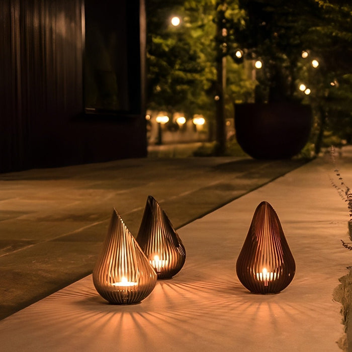 Waterproof Outdoor Steel Tulip Tea Light Candleholders - Garden Patio Decor, Pathway Lighting