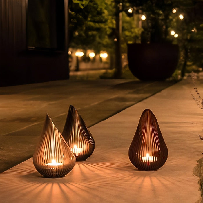 Waterproof Outdoor Steel Tulip Tea Light Candleholders - Garden Patio Decor, Pathway Lighting