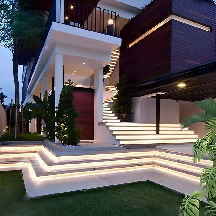 Flexible Recessed LED Strip Light, IP68 Waterproof, Outdoor Indoor Linear Accent for Stair/Garden/Patio, DC24V