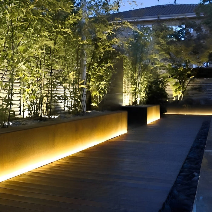 Flexible Recessed LED Strip Light, IP68 Waterproof, Outdoor Indoor Linear Accent for Stair/Garden/Patio, DC24V