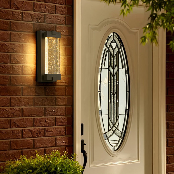 Dusk to Dawn Waterproof Outdoor LED Wall Sconce, Modern Crystal Rectangle Design for Patio/Porch/Entryway