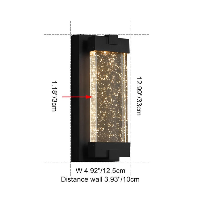 Dusk to Dawn Waterproof Outdoor LED Wall Sconce, Modern Crystal Rectangle Design for Patio/Porch/Entryway