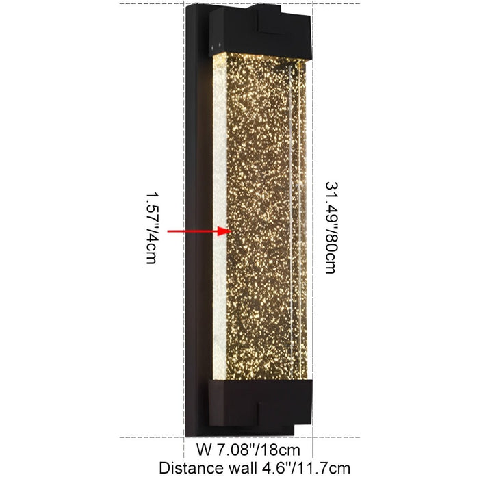 Dusk to Dawn Waterproof Outdoor LED Wall Sconce, Modern Crystal Rectangle Design for Patio/Porch/Entryway