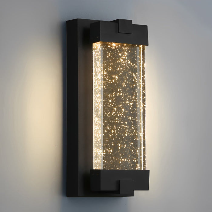 Dusk to Dawn Waterproof Outdoor LED Wall Sconce, Modern Crystal Rectangle Design for Patio/Porch/Entryway