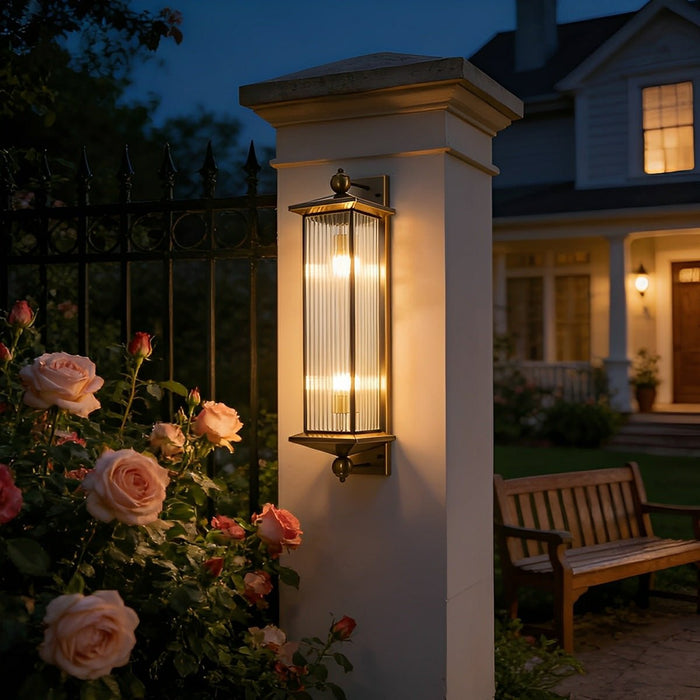 Solar Outdoor Wall Sconce, Rustic Copper LED Porch Light, IP65 Waterproof, Dusk to Dawn, Patio/Yard/Corridor