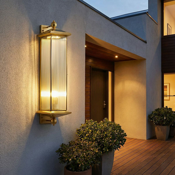Solar Outdoor Wall Sconce, Rustic Copper LED Porch Light, IP65 Waterproof, Dusk to Dawn, Patio/Yard/Corridor