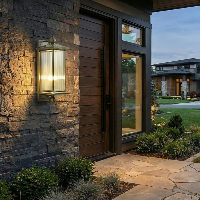 Solar Outdoor Wall Sconce, Rustic Copper LED Porch Light, IP65 Waterproof, Dusk to Dawn, Patio/Yard/Corridor