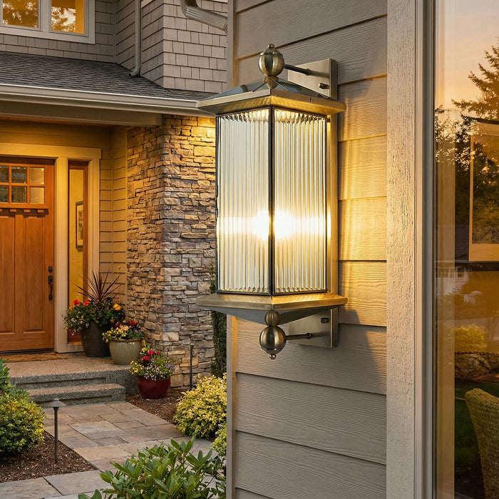 Solar Outdoor Wall Sconce, Rustic Copper LED Porch Light, IP65 Waterproof, Dusk to Dawn, Patio/Yard/Corridor
