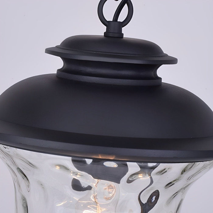 Waterproof Rustic Outdoor Hanging Lantern, Glass Raindrop Pendant Light for Garden/Patio/Courtyard