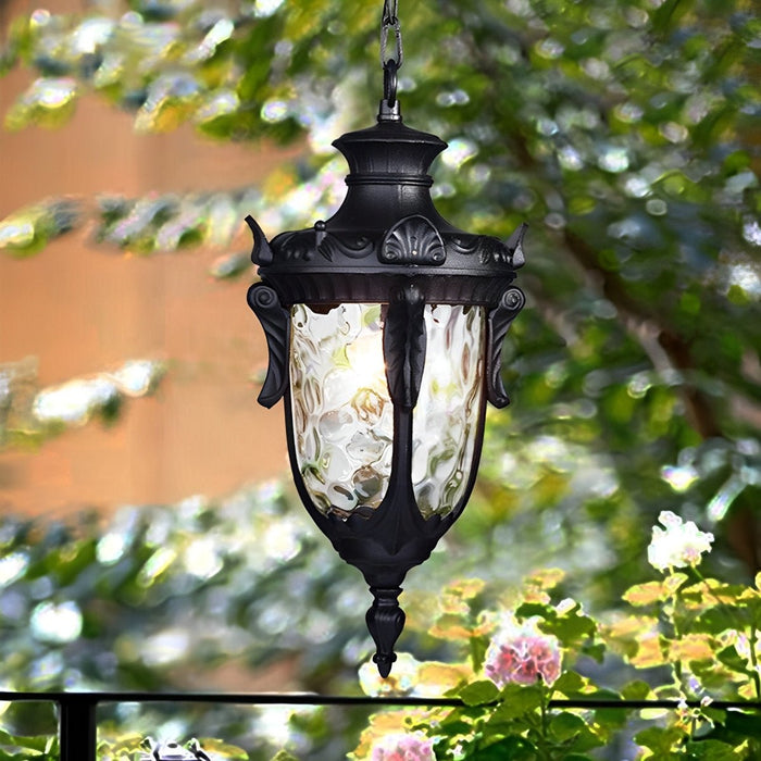 Rustic Modern Outdoor Pendant Light, Waterproof Hanging Lantern, Adjustable Chain for Patio/Porch/Yard