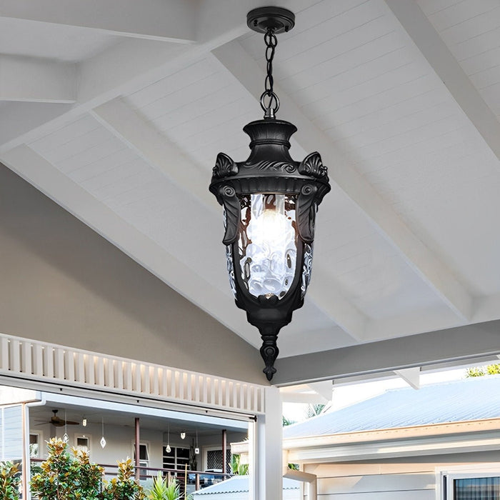 Rustic Modern Outdoor Pendant Light, Waterproof Hanging Lantern, Adjustable Chain for Patio/Porch/Yard