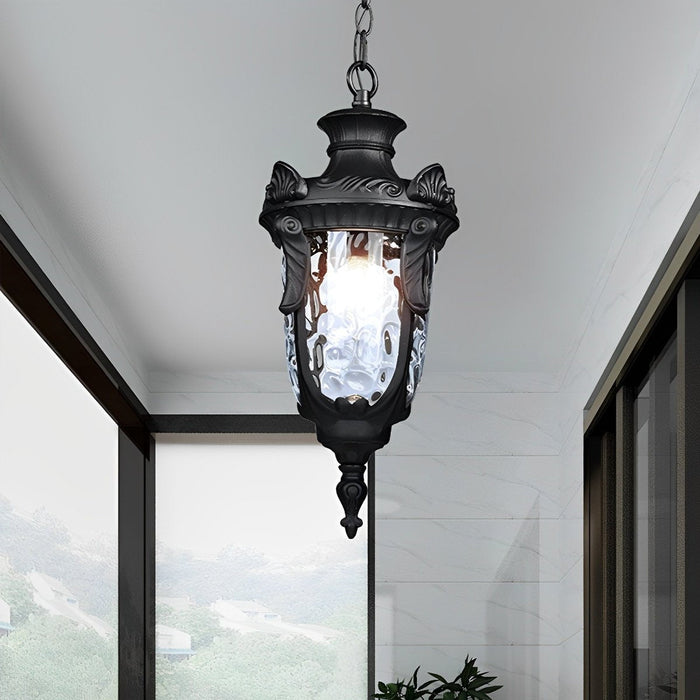 Rustic Modern Outdoor Pendant Light, Waterproof Hanging Lantern, Adjustable Chain for Patio/Porch/Yard