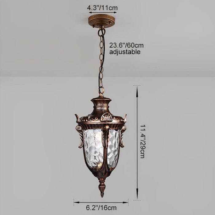 Rustic Modern Outdoor Pendant Light, Waterproof Hanging Lantern, Adjustable Chain for Patio/Porch/Yard