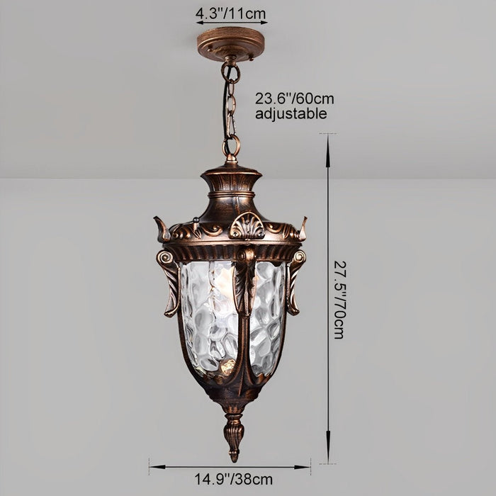 Rustic Modern Outdoor Pendant Light, Waterproof Hanging Lantern, Adjustable Chain for Patio/Porch/Yard