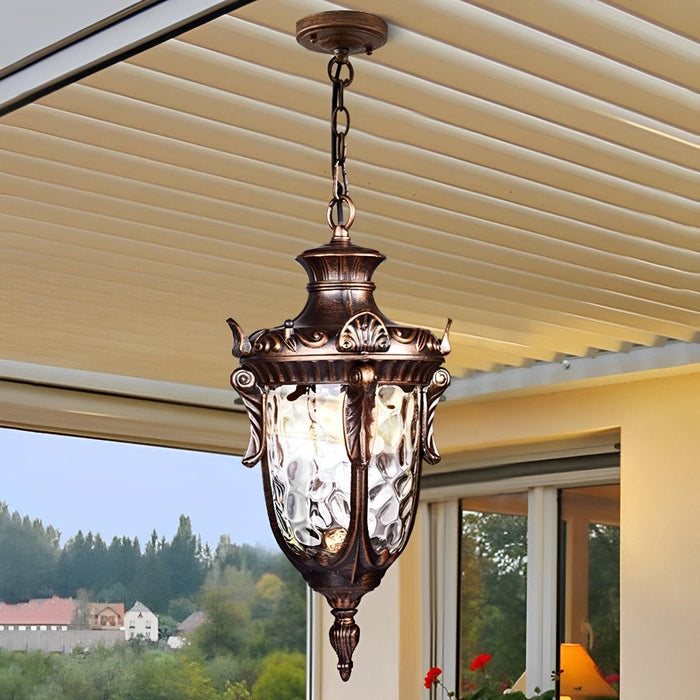 Rustic Modern Outdoor Pendant Light, Waterproof Hanging Lantern, Adjustable Chain for Patio/Porch/Yard