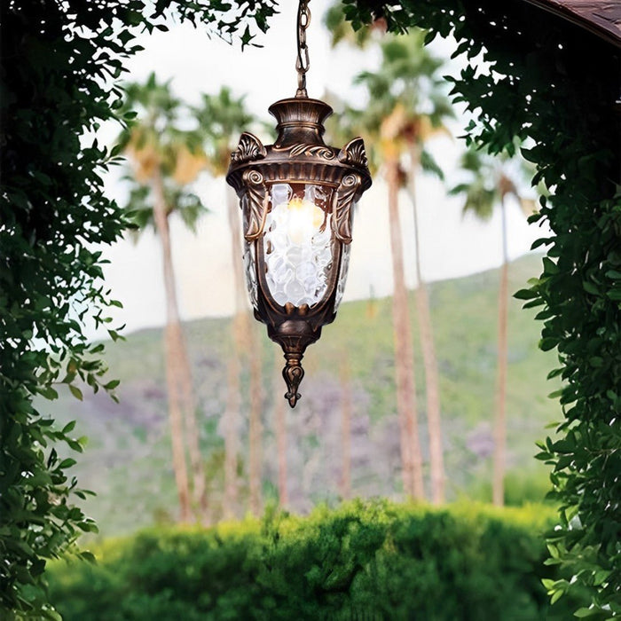 Rustic Modern Outdoor Pendant Light, Waterproof Hanging Lantern, Adjustable Chain for Patio/Porch/Yard