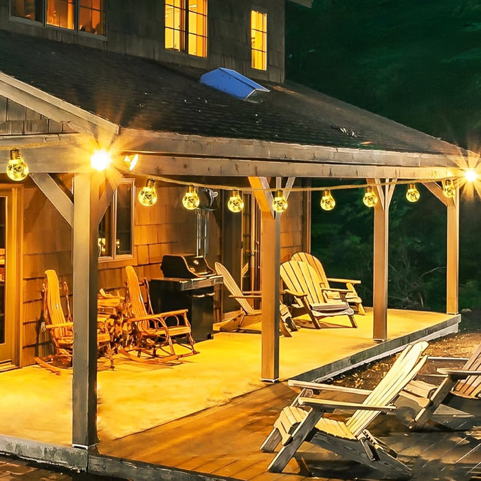 Solar Retro Filament LED String Lights, Waterproof IP55, Outdoor Garden/Patio/Yard