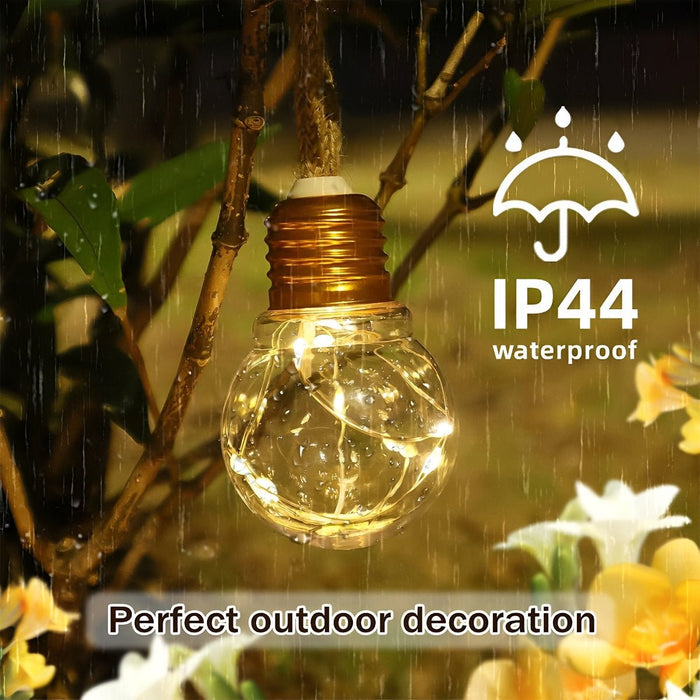 Solar Retro Filament LED String Lights, Waterproof IP55, Outdoor Garden/Patio/Yard