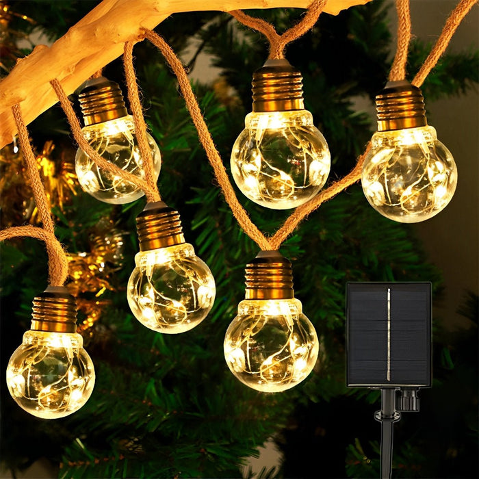 Solar Retro Filament LED String Lights, Waterproof IP55, Outdoor Garden/Patio/Yard