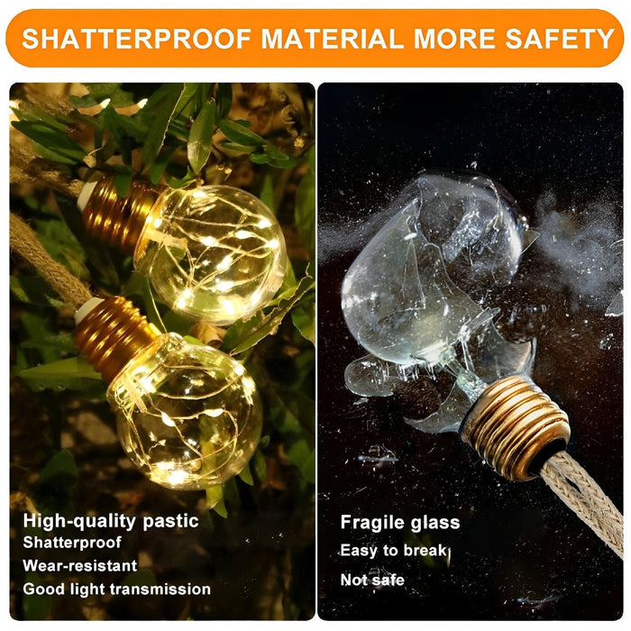 Solar Retro Filament LED String Lights, Waterproof IP55, Outdoor Garden/Patio/Yard