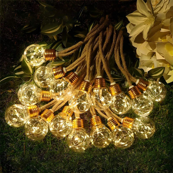 Solar Retro Filament LED String Lights, Waterproof IP55, Outdoor Garden/Patio/Yard